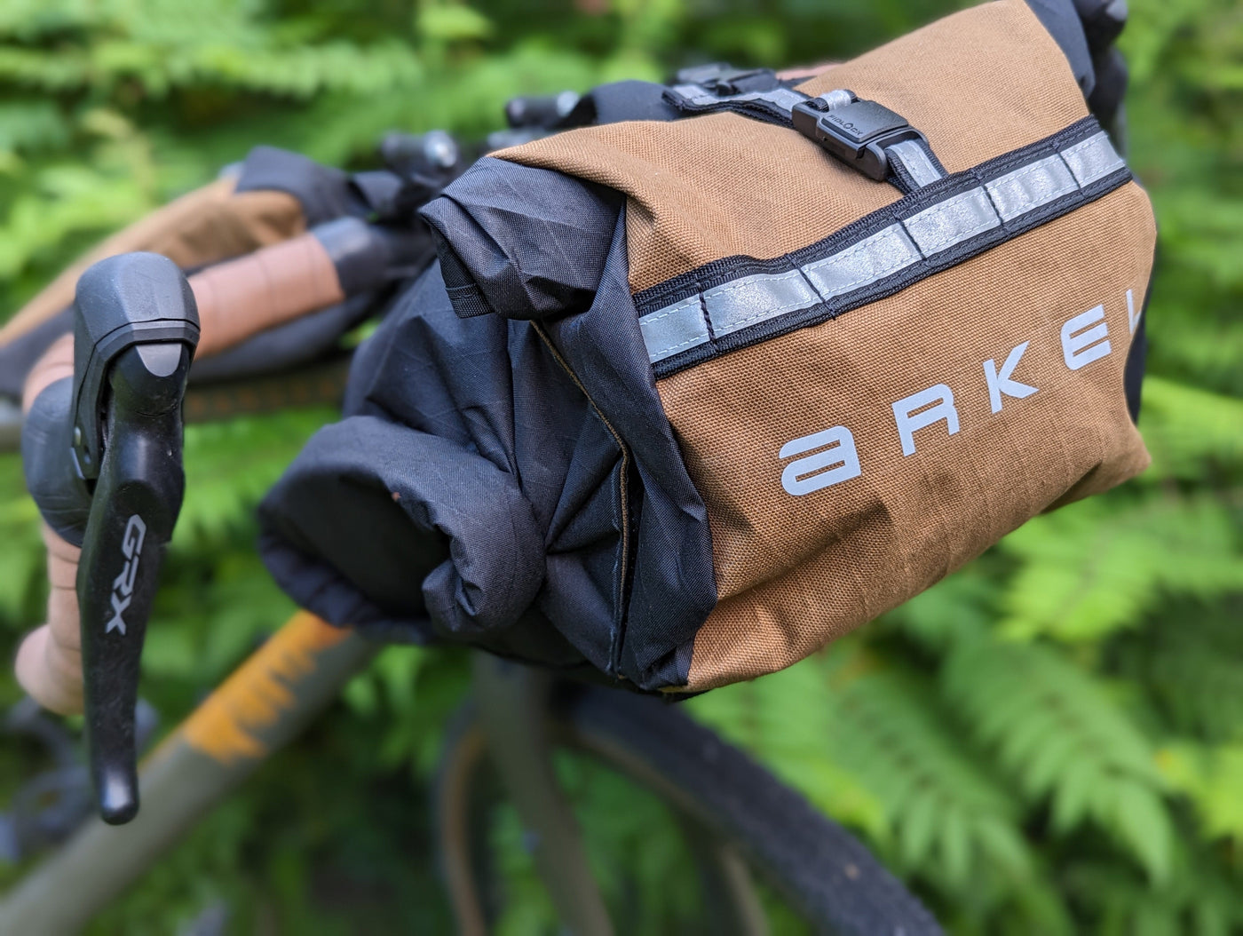 Arkel Bike Bags XPac Mountain Brown / 15 L Rollpacker Front - Bikepacking Bag
