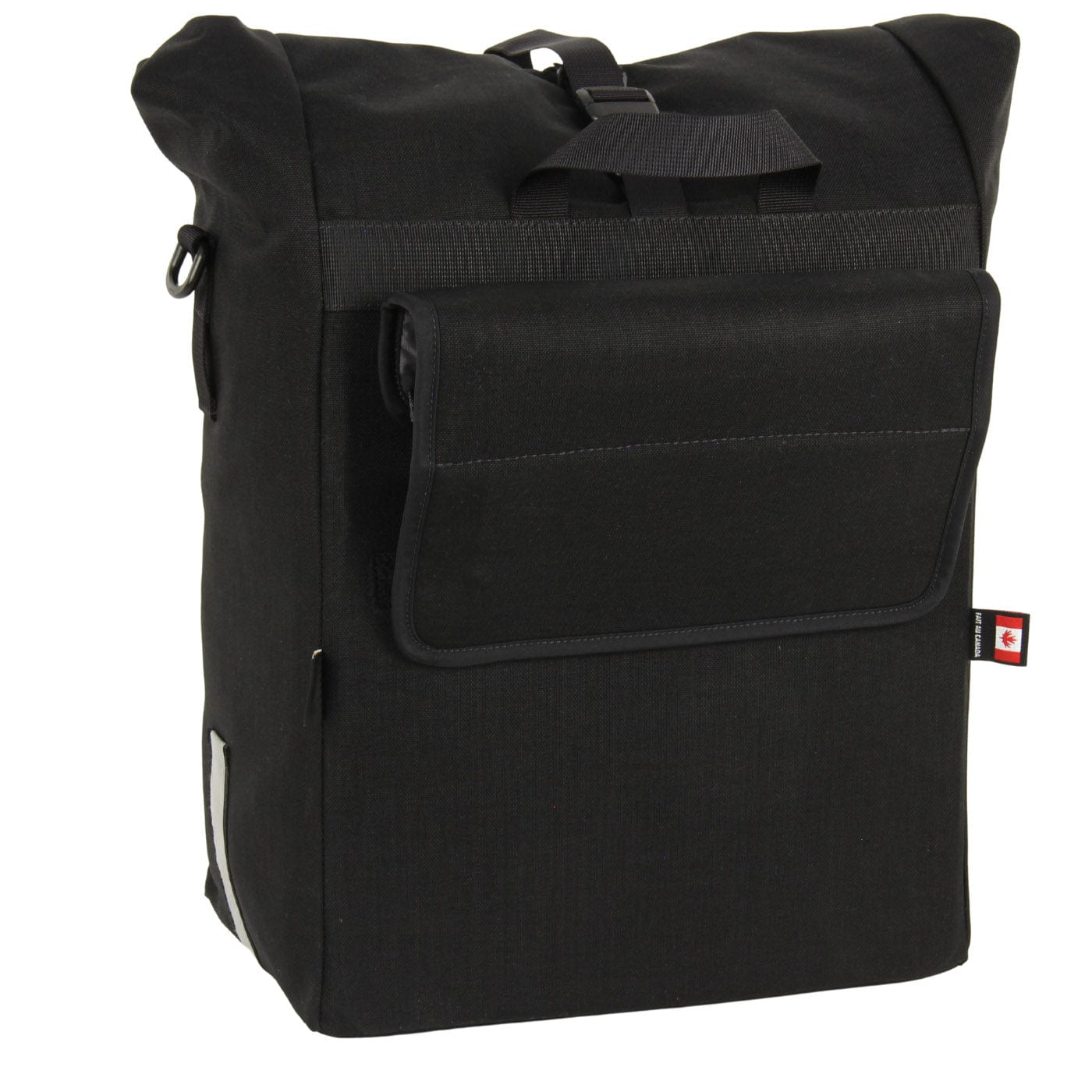 Signature V waterproof urban laptop pannier with mounting system covered with padded flap for added comfort when pannier is carried with shoulder strap